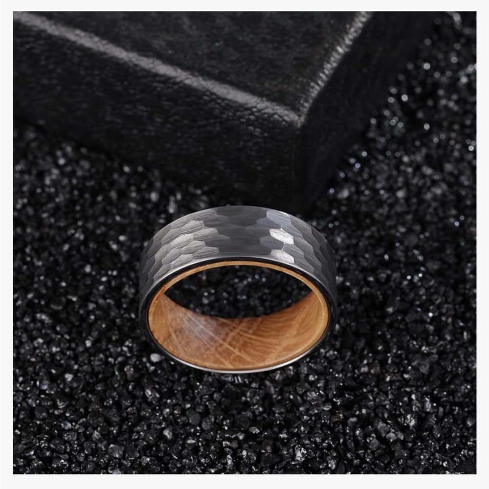 Tungsten Wedding Ring for Men 8mm Black Silver size 12.5